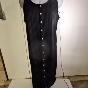 Splash Black Sleeveless Button-Front Midi Dress